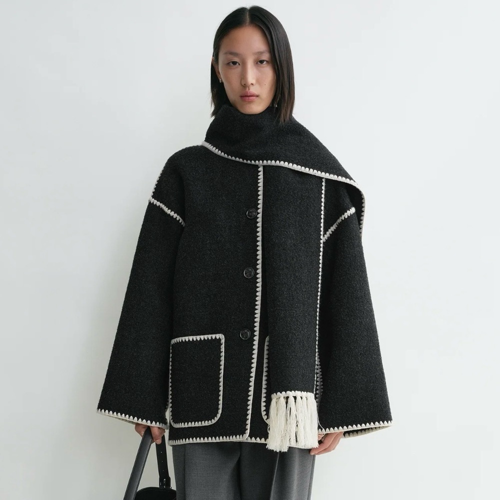 Commense Toteme Style Embroidered Scarf Jacket XS